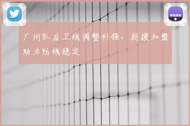 广州队后卫线调整补强,新援加盟助力防线稳定